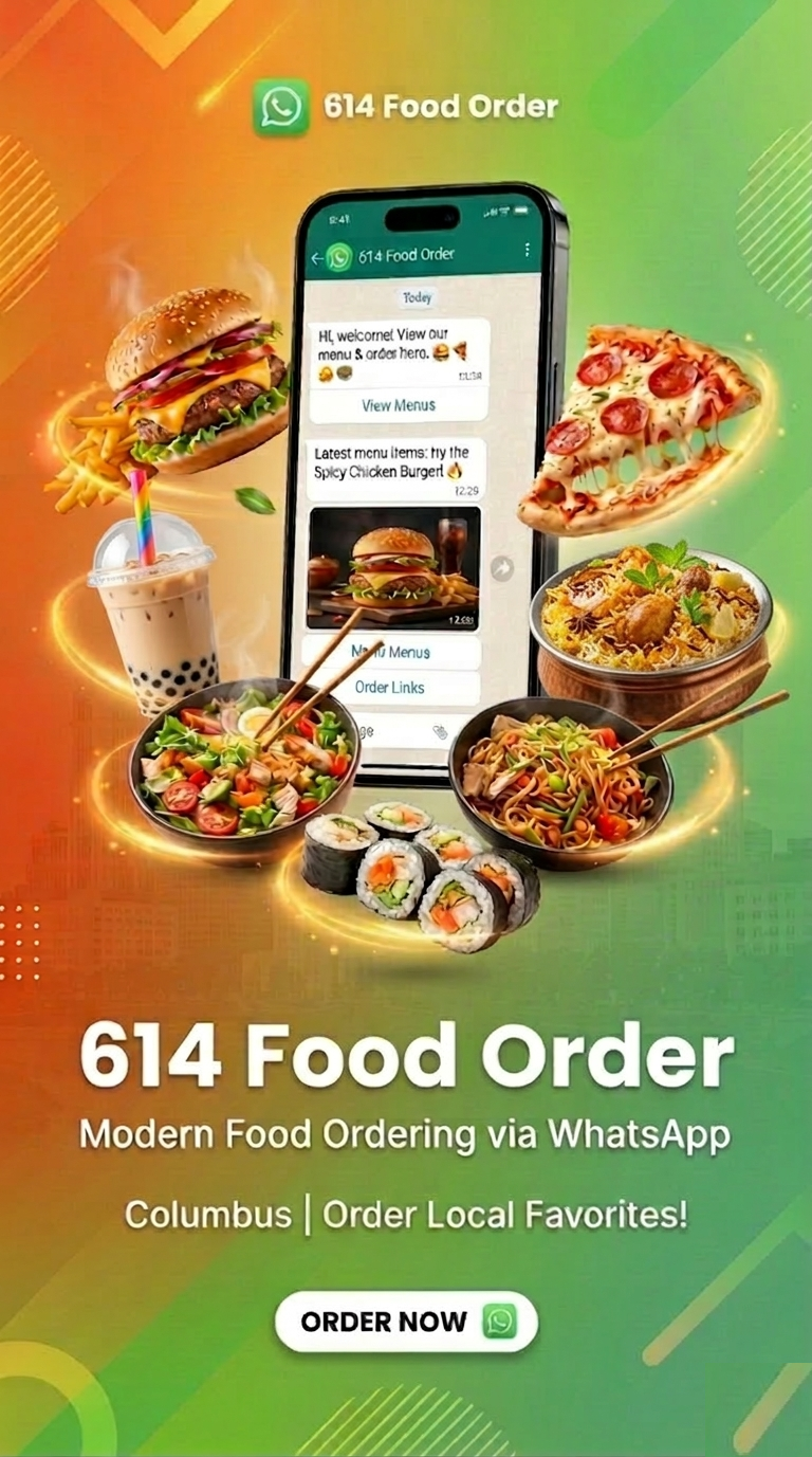 614 Food Order — Modern Food Ordering via WhatsApp. Columbus | Order Local Favorites!
