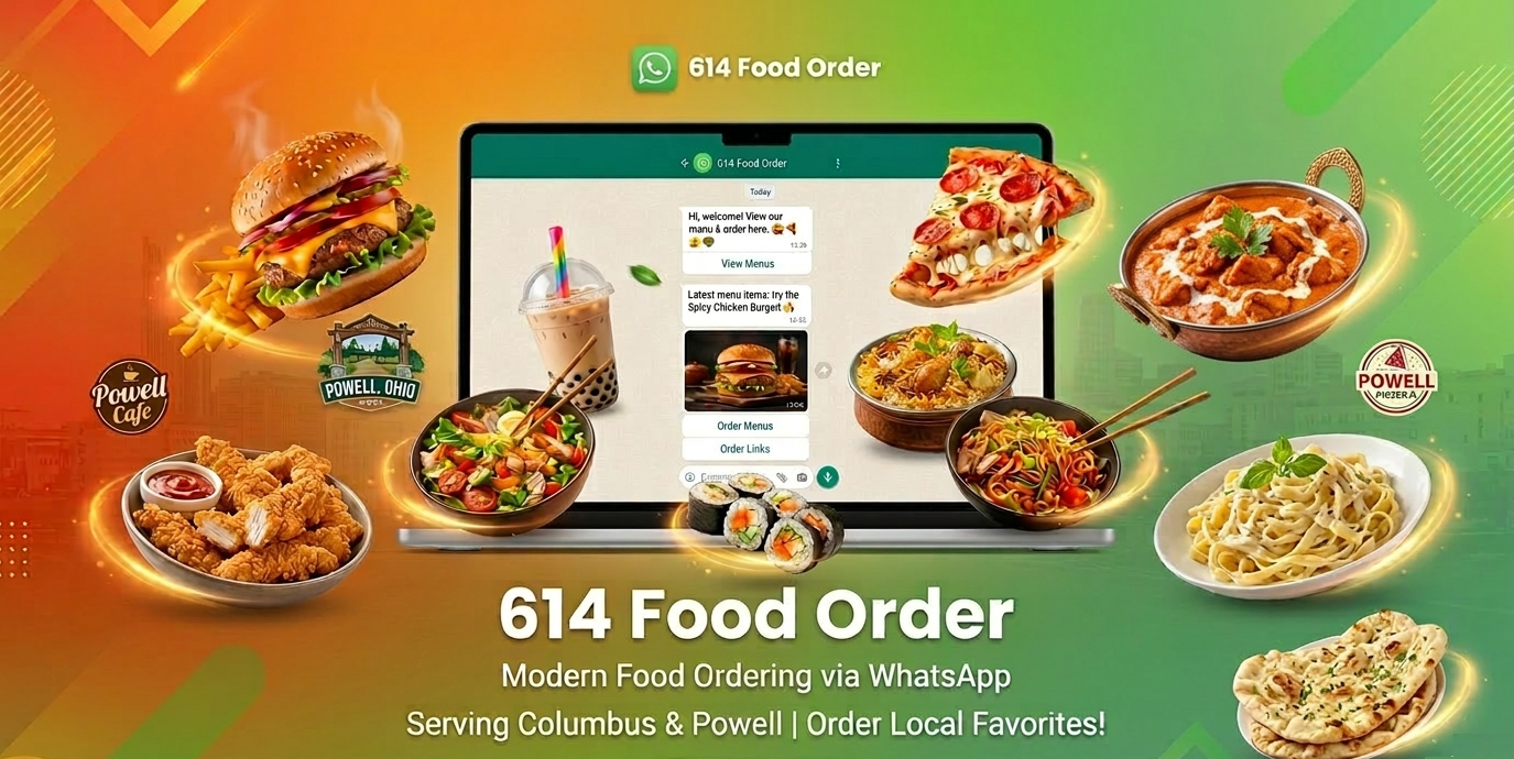 614 Food Order — Modern Food Ordering via WhatsApp. Columbus | Order Local Favorites!